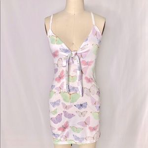 tie-front butterfly dress in white